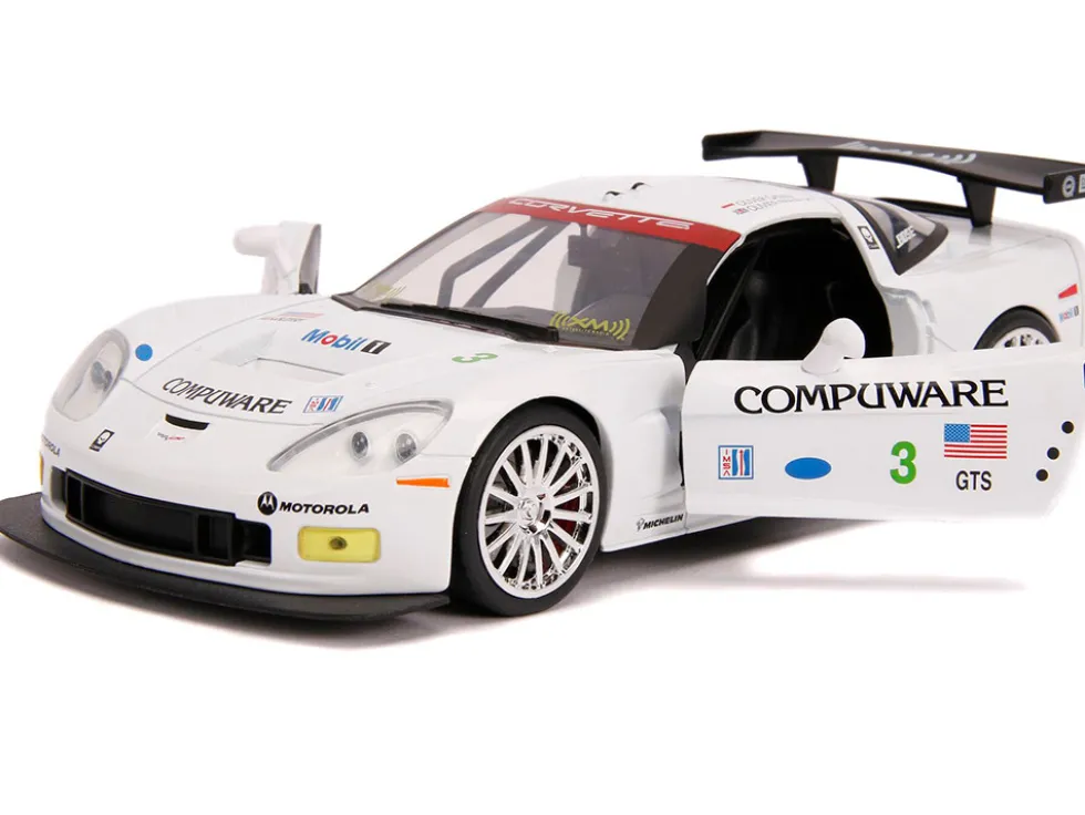 2005 Chevrolet Corvette C6-R #3 Olivier Beretta Oliver Gavin Compuware White Bigtime Muscle 1/24 Diecast Model Car Jada 31651