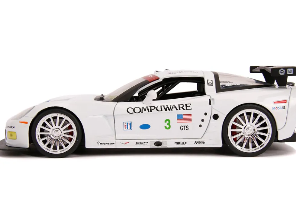 2005 Chevrolet Corvette C6-R #3 Olivier Beretta Oliver Gavin Compuware White Bigtime Muscle 1/24 Diecast Model Car Jada 31651