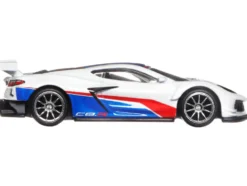 Chevrolet Corvette C8.R Pearl White Red and Blue Stripes American Scene Car Culture Series Diecast Model Car Hot Wheels HCK03