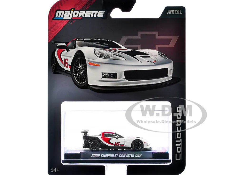 2005 Chevrolet Corvette C6R #16 White with Black and Red Graphics "Collection" Series 1/64 Diecast Model Car by Majorette