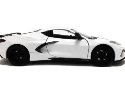 2020 Chevrolet Corvette C8 Stingray White Gray Stripes 1/24 Diecast Model Car Motormax 79360