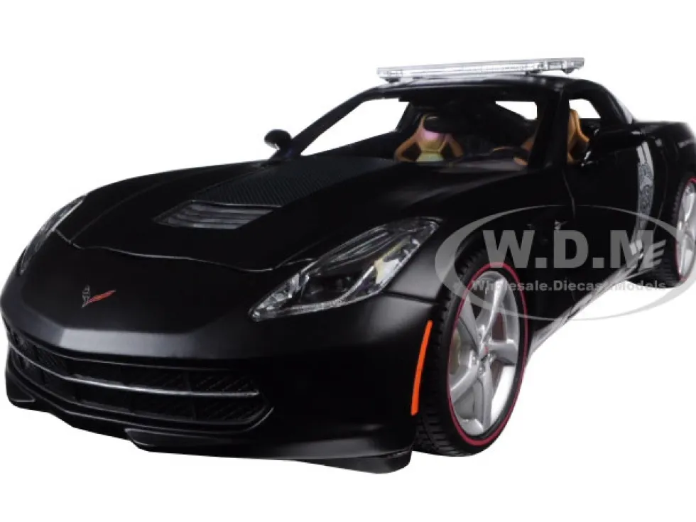 2014 Chevrolet Corvette C7 Stingray Police Matt Black 1/18 Diecast Model Car Maisto 36212