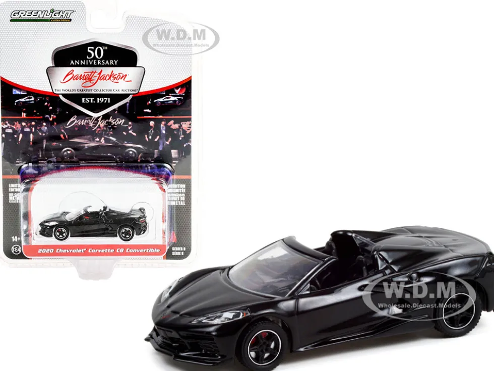 2020 Chevrolet Corvette C8 Stingray Convertible Black Lot #3003 Barrett Jackson Scottsdale Edition Series 8 1/64 Diecast Model Car Greenlight 37240 D