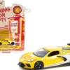 2021 Chevrolet Corvette C8 Stingray Coupe Shell Oil Yellow White Running on Empty Series 13 1/64 Diecast Model Car Greenlight 41130 E