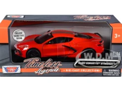 2020 Chevrolet Corvette C8 Stingray Red Silver Racing Stripes Timeless Legends 1/24 Diecast Model Car Motormax 79360