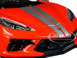 2020 Chevrolet Corvette C8 Stingray Red Silver Racing Stripes Timeless Legends 1/24 Diecast Model Car Motormax 79360