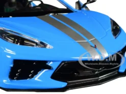 2020 Chevrolet Corvette C8 Stingray Blue Silver Racing Stripes Timeless Legends 1/24 Diecast Model Car Motormax 79360