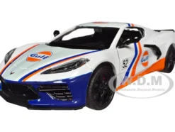 2020 Chevrolet Corvette C8 #52 White and Light Blue with Stripes Gulf Oil Gulf Die Cast Collection 1/24 Diecast Model Car Motormax 79664GULF