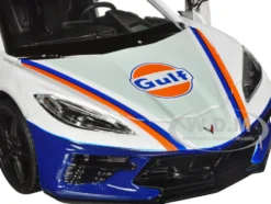2020 Chevrolet Corvette C8 #52 White and Light Blue with Stripes Gulf Oil Gulf Die Cast Collection 1/24 Diecast Model Car Motormax 79664GULF
