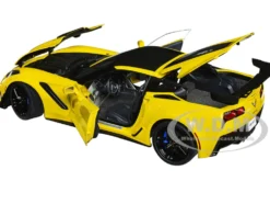 2019 Chevrolet Corvette C7 ZR1 Corvette Racing Yellow Tintcoat with Carbon Top 1/18 Model Car Autoart 71278