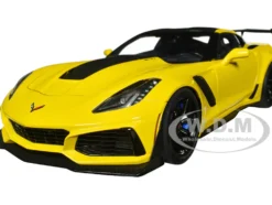 2019 Chevrolet Corvette C7 ZR1 Corvette Racing Yellow Tintcoat with Carbon Top 1/18 Model Car Autoart 71278