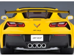 2019 Chevrolet Corvette C7 ZR1 Corvette Racing Yellow Tintcoat with Carbon Top 1/18 Model Car Autoart 71278