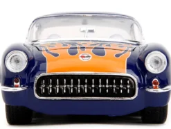 1957 Chevrolet Corvette Dark Blue with Flame Graphics and White Interior Bigtime Muscle Series 1/24 Diecast Model Car Jada 35031