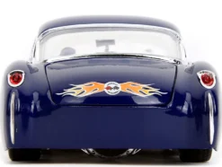 1957 Chevrolet Corvette Dark Blue with Flame Graphics and White Interior Bigtime Muscle Series 1/24 Diecast Model Car Jada 35031