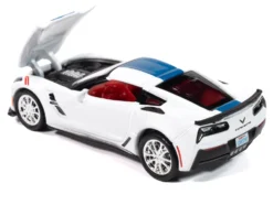 2018 Chevrolet Corvette Grand Sport Arctic White with Blue Stripe and Red Interior