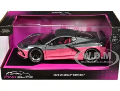 2020 Chevrolet Corvette Gray Metallic and Pink Pink Slips Series 1/24 Diecast Model Car Jada 35068