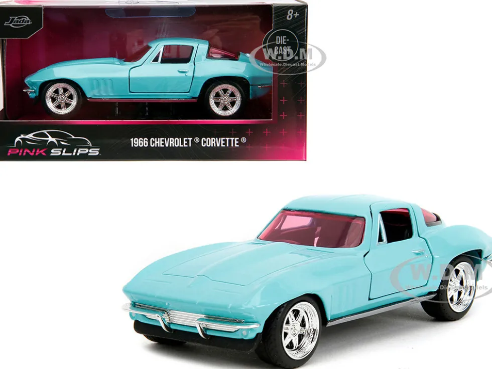 1966 Chevrolet Corvette Light Blue with Pink Tinted Windows Pink Slips Series 1/32 Diecast Model Car Jada 34852