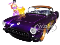 1957 Chevrolet Corvette Purple Batgirl Diecast Figure DC Comics Bombshells Series 1/24 Diecast Model Car Jada 30457