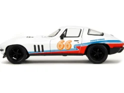 1966 Chevrolet Corvette #66 "Racing Spirit" White with Graphics "Bigtime Muscle" Series 1/24 Diecast Model Car by Jada