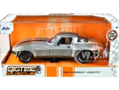 1966 Chevrolet Corvette Silver Metallic with Bronze Stripes Bigtime Muscle Series 1/24 Diecast Model Car Jada 34208