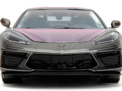 2020 Chevrolet Corvette Stingray Gray Metallic with Pink Carbon Hood and Top Pink Slips Series 1/24 Diecast Model Car Jada 34848