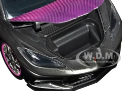 2020 Chevrolet Corvette Stingray Gray Metallic with Pink Carbon Hood and Top Pink Slips Series 1/24 Diecast Model Car Jada 34848