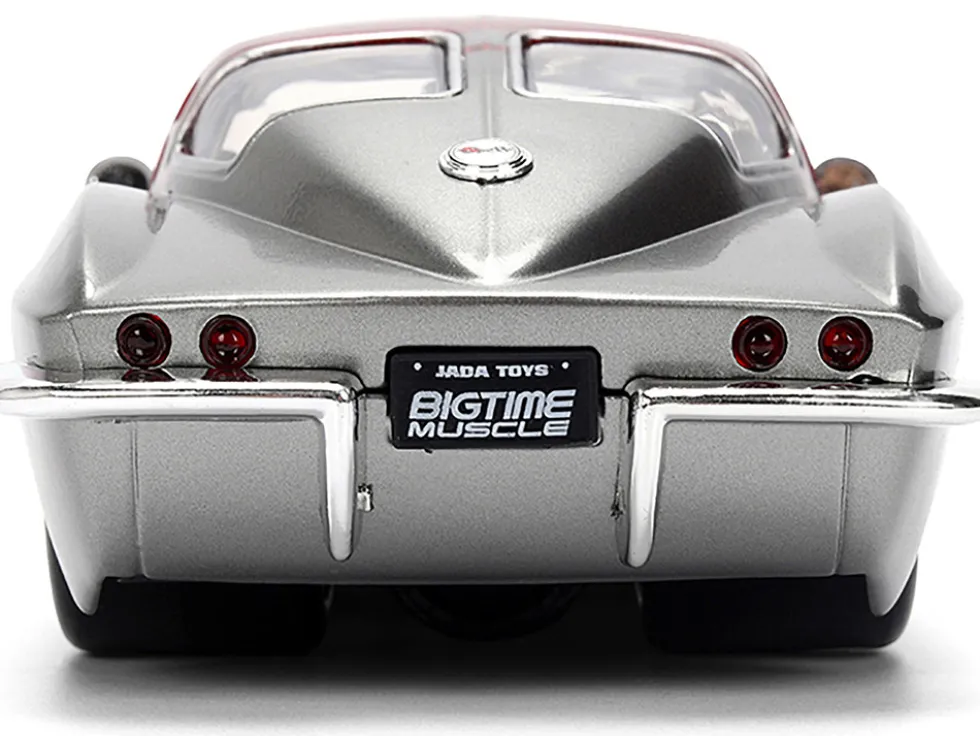 1963 Chevrolet Corvette Stingray "Chevy Racing" Red Metallic and Gray "Bigtime Muscle" Series 1/24 Diecast Model Car by Jada
