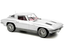 1963 Chevrolet Corvette Sting Ray Sebring Silver Metallic with Red Interior 1/18 Diecast Model Car by Norev