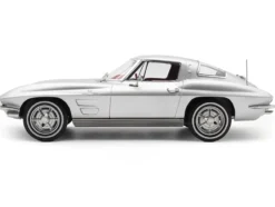 1963 Chevrolet Corvette Sting Ray Sebring Silver Metallic with Red Interior 1/18 Diecast Model Car by Norev