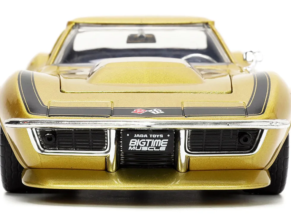 1969 Chevrolet Corvette Stingray ZL-1 Gold Metallic with Black Stripe Bigtime Muscle Series 1/24 Diecast Model Car Jada 33863