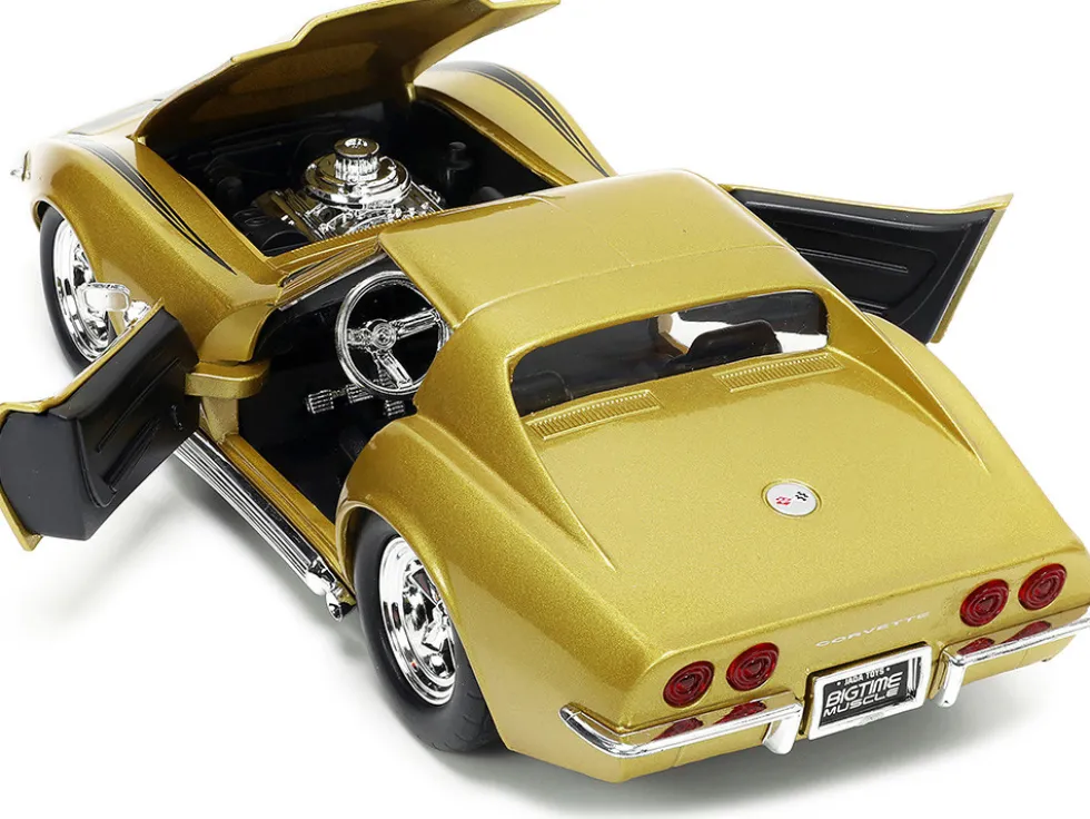 1969 Chevrolet Corvette Stingray ZL-1 Gold Metallic with Black Stripe Bigtime Muscle Series 1/24 Diecast Model Car Jada 33863