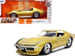 1969 Chevrolet Corvette Stingray ZL-1 Gold Metallic with Black Stripe Bigtime Muscle Series 1/24 Diecast Model Car Jada 33863