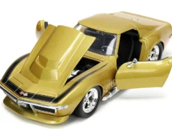 1969 Chevrolet Corvette Stingray ZL-1 Gold Metallic with Black Stripe Bigtime Muscle Series 1/24 Diecast Model Car Jada 33863