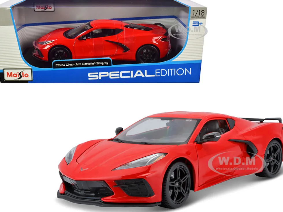 2020 Chevrolet Corvette Stingray C8 Red 1/18 Diecast Model Car Maisto 31447