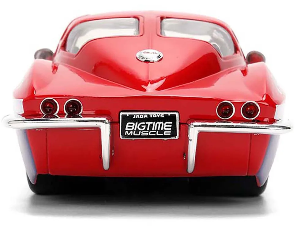 1963 Chevrolet Corvette Stingray #63 "Chevy Racing" Red with White and Blue Stripes "Bigtime Muscle" Series 1/24 Diecast Model Car by Jada
