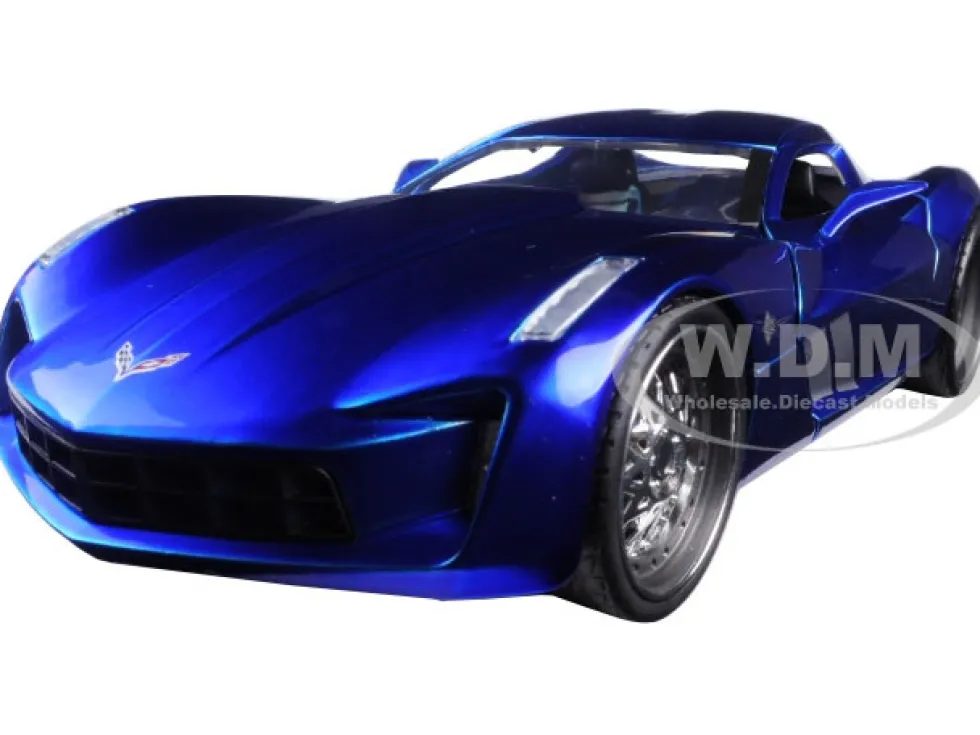 2009 Chevrolet Corvette Stingray Concept Blue 1/24 Diecast Model Car Jada 97468
