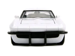 1963 Chevrolet Corvette Stingray White Blue Red Stripe Chevy Racing Bigtime Muscle 1/24 Diecast Model Car Jada 31666