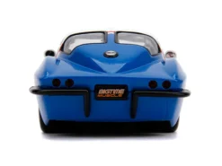 1963 Chevrolet Corvette Stingray White Blue Red Stripe Chevy Racing Bigtime Muscle 1/24 Diecast Model Car Jada 31666