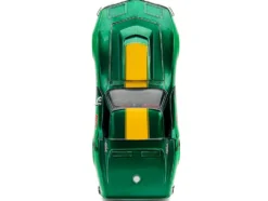 1969 Chevrolet Corvette Stingray ZL1 Green Metallic with Yellow Stripes and Cammy Diecast Figure Street Fighter Video Game Anime Hollywood Rides Series 1/24 Diecast Model Car Jada 30837