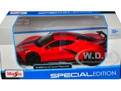 2020 Chevrolet Corvette Stingray Coupe Red with Black Stripes Special Edition Series 1/24 Diecast Model Car Maisto 31534r