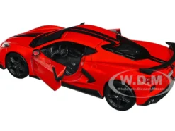 2020 Chevrolet Corvette Stingray Coupe Red with Black Stripes Special Edition Series 1/24 Diecast Model Car Maisto 31534r