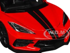 2020 Chevrolet Corvette Stingray Coupe Red with Black Stripes Special Edition Series 1/24 Diecast Model Car Maisto 31534r