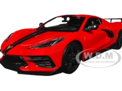 2020 Chevrolet Corvette Stingray Coupe Red with Black Stripes Special Edition Series 1/24 Diecast Model Car Maisto 31534r