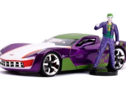 2009 Chevrolet Corvette Stingray Joker Diecast Figure DC Comics Series 1/24 Diecast Model Car Jada 31199