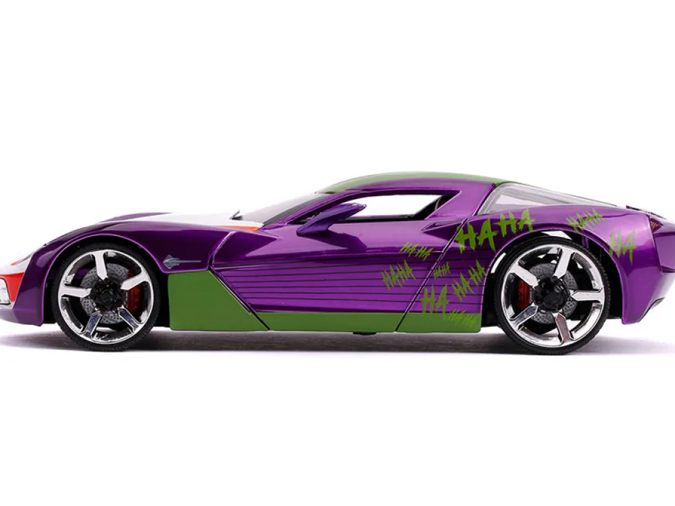 2009 Chevrolet Corvette Stingray Joker Diecast Figure DC Comics Series 1/24 Diecast Model Car Jada 31199
