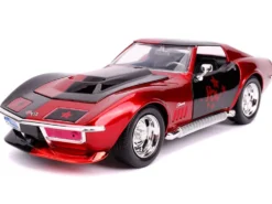 1969 Chevrolet Corvette Stingray Harley Quinn Diecast Figure DC Comics Series 1/24 Diecast Model Car Jada 31196