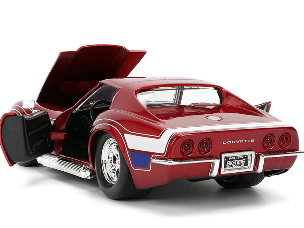 1969 Chevrolet Corvette Stingray ZL1 Red Metallic with Stars and Stripes Graphics "Bigtime Muscle" Series 1/24 Diecast Model Car by Jada