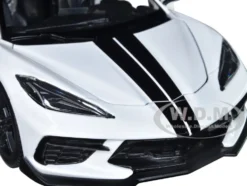 2020 Chevrolet Corvette Stingray Coupe White Black Stripes Special Edition Series 1/24 Diecast Model Car Maisto 31534