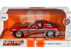 1963 Chevrolet Corvette Stingray Red Metallic with Silver Graphics Bigtime Muscle Series 1/24 Diecast Model Car Jada 35023
