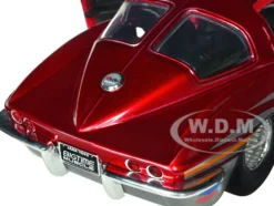 1963 Chevrolet Corvette Stingray Red Metallic with Silver Graphics Bigtime Muscle Series 1/24 Diecast Model Car Jada 35023
